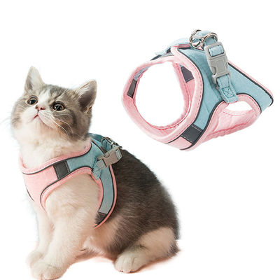 Beli Cantik Penyesuaian Pet Harness Soft Nylon Mesh Reflektif Cat Harness Leash Set pembuatan online