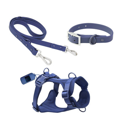 Beli Dekorasi Custom Logo Waterproof Soft PVC Dog Collar dan Leash Harness Set pembuatan online