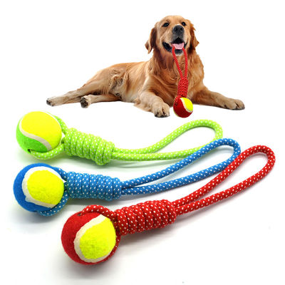 Beli Bola mainan Plush Interaktif Anjing Kucing Teething Bola mainan hewan peliharaan Custom tali Gigi pembersih pembuatan online