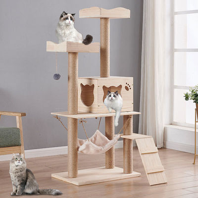 Beli Manfaat Multifungsi Kayu Kucing Menekuk Pohon dengan Desain Disesuaikan dan Scratching Post Tower Platform pembuatan online