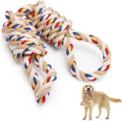 Beli Anjing High tahan lama tali mainan besar interaktif gigitan hewan peliharaan simpul mainan warna menunjukkan tahan lama pembuatan online