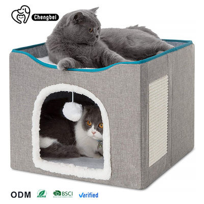 Beli Warm Pet Sleeping Double Layer Fabric Cat Cave Rumah Kucing Besar Indoor Populer Lipat pembuatan online
