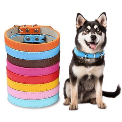 Brown Yellow Purple Pink Kulit Kulit Anjing Kalung Kulit Pribadi Cat Breakaway