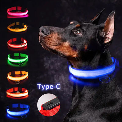 LED Kerah Anjing Waterproof Adjustable USB Type-C Recharge Solid Pattern Flashing Light Up