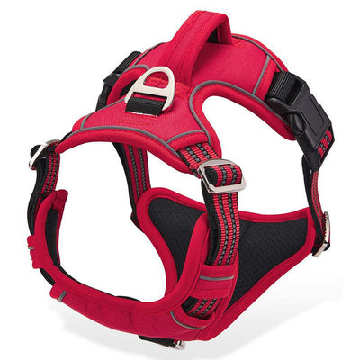 Nylon Dog Harness Control Handle Breathable Mesh Desain Reflektif Dekorasi Logo Khusus