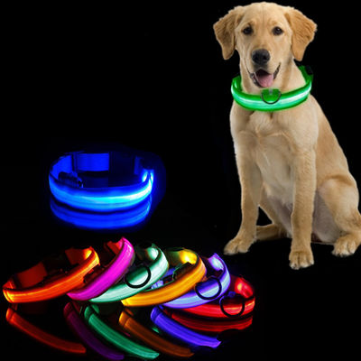 LED Kerah Anjing Waterproof Flashing Light Up Night Walking Adjustable USB Rechargeable