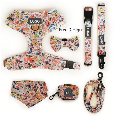 Polyester Adjustable Pet Harness Vest dan Collar Leash Dog Harness Set dengan Dekorasi Bowknot XL L M S Ukuran Besar Bowknot