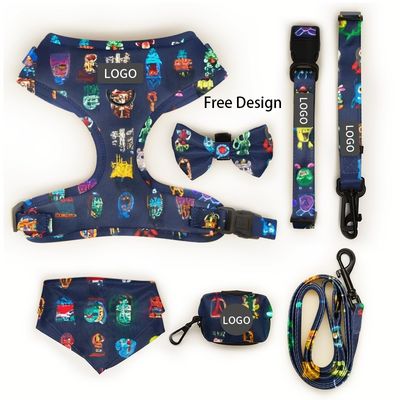 Custom Logo Print Pattern Personal Pet Harness Set dengan Dekorasi Bowknot dan Desain Waterproof