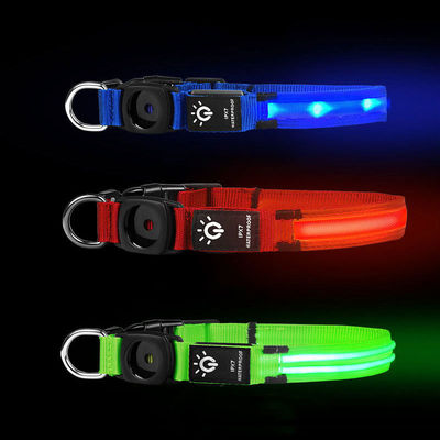 LED Kerah Anjing Waterproof Medium Besar Anjing AirTag Holder Flash Light Up Desain Logo Disesuaikan