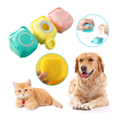 Blue Pink Shampoo Dispensing Brush Sikat Mandi Anjing Silikon Custom
