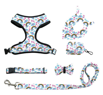 Custom Dog Cat Harness Set Disesuaikan Tanpa Tarik Desainer Mewah Kalung dan Tali Set Dengan Warna Khusus