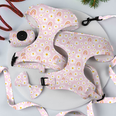 Custom Personalised Green Avocado Pattern Adjustable Outdoor Pet Dog Harness dengan bahan poliester dan logo yang disesuaikan