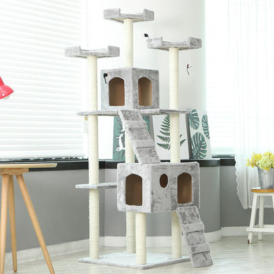 OEM ODM Kucing Putih Scratcher Climber Plush Kucing Scratcher Rumah Pohon