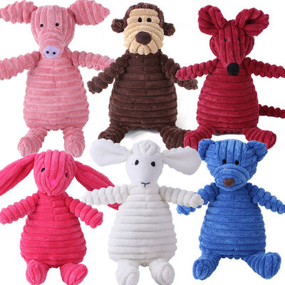 Pet Toys untuk Indoor Play Corduroy Dog Toys Bentuk Hewan Plush Squeaky Chew Bite Resistant Supplies