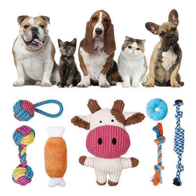 Cat Sound Plush Toy Set Tali Silikon Interaktif Toys Anjing Plush