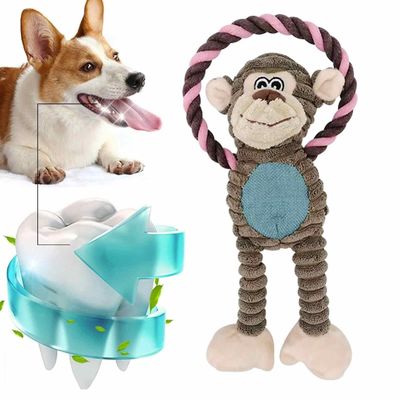 Berbentuk Monyet Tak Terhancur Mainan Anjing Berwarna Plush Mainan Anjing Lembut Untuk Pengunyah Berat