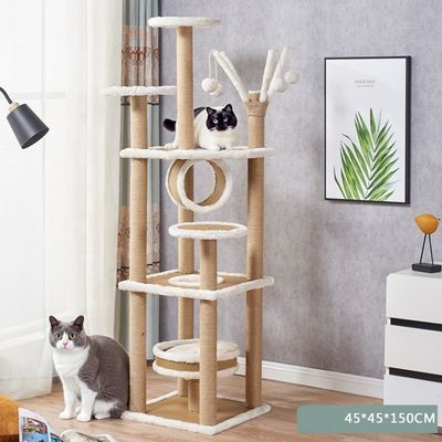 Pohon Kucing Mewah Modern dengan Fitur Produk Berkelanjutan Furnitur Kucing dan Pos Sisal Menggaruk