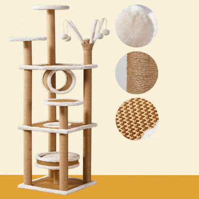 Multi Level Cat Tree House Menggaruk Pos Tugas Berat Dengan Tali Sisal Cat Tower Column Menekuk Pohon Area Permainan Impian Kucing
