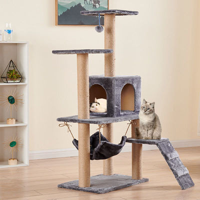 Cat Tree House Menggaruk Pos Tugas Berat Sisal Tali Cat Tower Column Mendaki