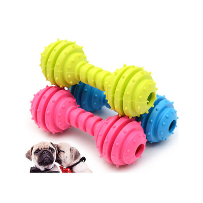 Berwarna-warni Bentuk Tulang TPR Pet Dog Toy Cocok untuk Semua Musim Barbell Dog Chew Toy