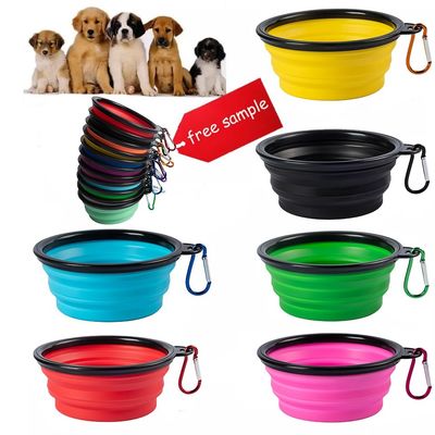 Silikon lipat pet feeder mangkuk untuk anjing kucing hewan kecil melingkar air portabel