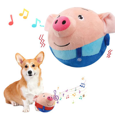 Dog Plush Toy Lucu Babi Elektronik Interaktif Hewan Peliharaan Bouncing Bola Aktif Bergerak Squeaky