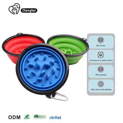 Pet Cat Slow Feeder Silicone Portable Foldable Collapsible Dog Bowl Aktivitas Luar Ruang