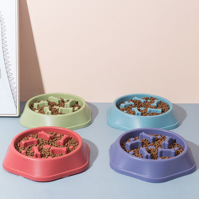 Pet Dog Bowl Plastik Anti Mencekik Slow Feeding LCD Tampilan Alimentador De Mascota