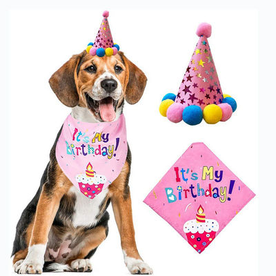 Pet Party Dekorasi Set Anjing Bandana Topi Dasi Balon Perlengkapan Happy Cake Topper Kain